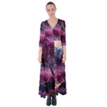 Landscape Landscape Painting Purple Purple Trees Button Up Maxi Dress