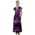 Landscape Landscape Painting Purple Purple Trees Flutter Sleeve Maxi Dress