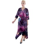 Landscape Landscape Painting Purple Purple Trees Quarter Sleeve Wrap Front Maxi Dress