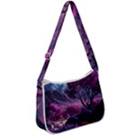 Landscape Landscape Painting Purple Purple Trees Zip Up Shoulder Bag