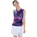 Landscape Landscape Painting Purple Purple Trees Women s Sleeveless Sports Top