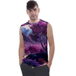 Landscape Landscape Painting Purple Purple Trees Men s Regular Tank Top