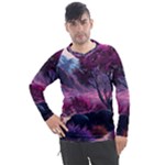 Landscape Landscape Painting Purple Purple Trees Men s Pique Long Sleeve Tee