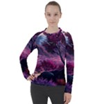 Landscape Landscape Painting Purple Purple Trees Women s Pique Long Sleeve Tee