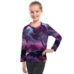 Landscape Landscape Painting Purple Purple Trees Kids  Long Mesh Tee