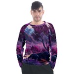 Landscape Landscape Painting Purple Purple Trees Men s Long Sleeve Raglan Tee