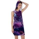 Landscape Landscape Painting Purple Purple Trees Racer Back Hoodie Dress