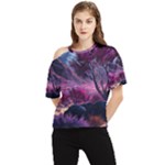 Landscape Landscape Painting Purple Purple Trees One Shoulder Cut Out Tee