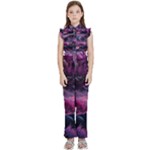 Landscape Landscape Painting Purple Purple Trees Kids  Sleeveless Ruffle Edge Band Collar Chiffon One Piece