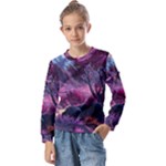 Landscape Landscape Painting Purple Purple Trees Kids  Long Sleeve Tee with Frill 