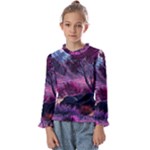 Landscape Landscape Painting Purple Purple Trees Kids  Frill Detail Tee