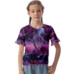 Landscape Landscape Painting Purple Purple Trees Kids  Cuff Sleeve Scrunch Bottom Tee