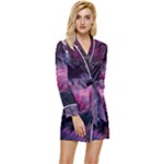 Landscape Landscape Painting Purple Purple Trees Long Sleeve Satin Robe