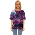 Landscape Landscape Painting Purple Purple Trees Oversized Basic Tee
