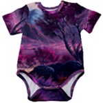 Landscape Landscape Painting Purple Purple Trees Baby Short Sleeve Bodysuit