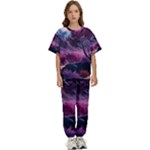 Landscape Landscape Painting Purple Purple Trees Kids  Tee and Pants Sports Set