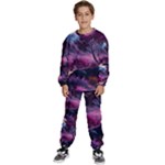 Landscape Landscape Painting Purple Purple Trees Kids  Sweatshirt set