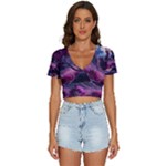 Landscape Landscape Painting Purple Purple Trees V-Neck Crop Top