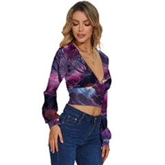 Long Sleeve Deep-V Velour Top 