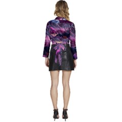 Long Sleeve Tie Back Satin Wrap Top 