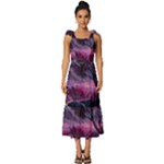 Landscape Landscape Painting Purple Purple Trees Tie-Strap Tiered Midi Chiffon Dress