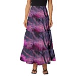 Landscape Landscape Painting Purple Purple Trees Tiered Ruffle Maxi Skirt