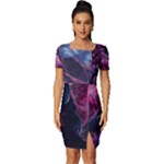 Landscape Landscape Painting Purple Purple Trees Fitted Knot Split End Bodycon Dress