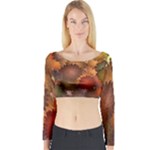 Flower Flora Decoration Pattern Drawing Floral Long Sleeve Crop Top