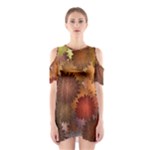 Flower Flora Decoration Pattern Drawing Floral Shoulder Cutout One Piece Dress