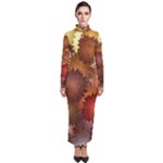 Flower Flora Decoration Pattern Drawing Floral Turtleneck Maxi Dress