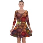 Flower Flora Decoration Pattern Drawing Floral Quarter Sleeve Skater Dress