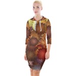 Flower Flora Decoration Pattern Drawing Floral Quarter Sleeve Hood Bodycon Dress