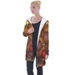 Flower Flora Decoration Pattern Drawing Floral Longline Hooded Cardigan