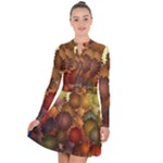 Flower Flora Decoration Pattern Drawing Floral Long Sleeve Panel Dress