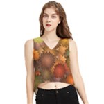 Flower Flora Decoration Pattern Drawing Floral V-Neck Cropped Tank Top