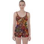 Flower Flora Decoration Pattern Drawing Floral Tie Front Two Piece Tankini