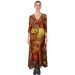 Flower Flora Decoration Pattern Drawing Floral Button Up Boho Maxi Dress