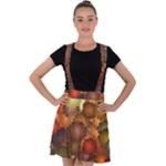 Flower Flora Decoration Pattern Drawing Floral Velvet Suspender Skater Skirt