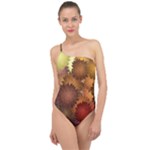 Flower Flora Decoration Pattern Drawing Floral Classic One Shoulder Swimsuit