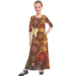 Flower Flora Decoration Pattern Drawing Floral Kids  Quarter Sleeve Maxi Dress