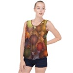 Flower Flora Decoration Pattern Drawing Floral Bubble Hem Chiffon Tank Top