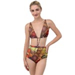 Flower Flora Decoration Pattern Drawing Floral Tied Up Two Piece Swimsuit