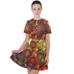 Flower Flora Decoration Pattern Drawing Floral Short Sleeve Shoulder Cut Out Dress 