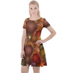 Flower Flora Decoration Pattern Drawing Floral Cap Sleeve Velour Dress 