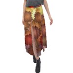 Flower Flora Decoration Pattern Drawing Floral Velour Split Maxi Skirt