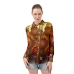 Flower Flora Decoration Pattern Drawing Floral Long Sleeve Chiffon Shirt