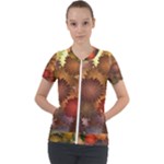 Flower Flora Decoration Pattern Drawing Floral Short Sleeve Zip Up Jacket