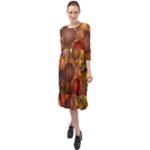 Flower Flora Decoration Pattern Drawing Floral Ruffle End Midi Chiffon Dress