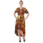 Flower Flora Decoration Pattern Drawing Floral Front Wrap High Low Dress