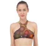 Flower Flora Decoration Pattern Drawing Floral High Neck Bikini Top